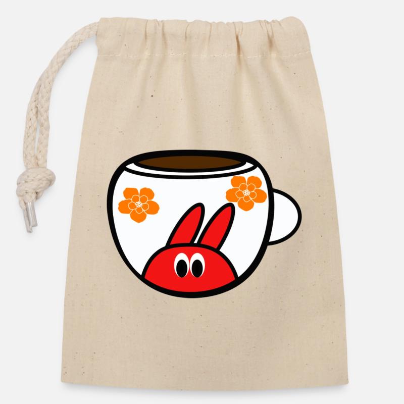 coffee time - Closable cotton gift bag (14x20cm) - nature