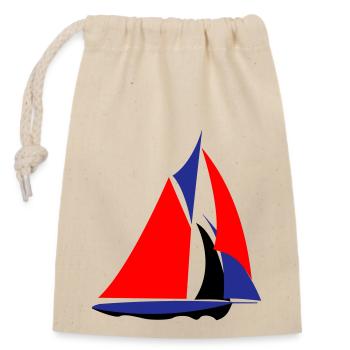 Französisches Segelboot - Verschließbarer Geschenkbeutel aus Baumwolle (14x20cm) - Natur - Vorne