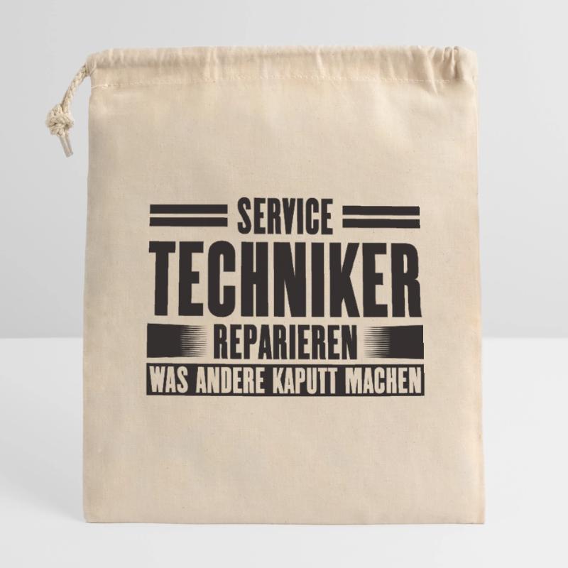 Service Technician Support Solution Slogan Service Sac cadeau en coton avec cordon (14 x 20 cm)