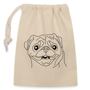 Mops Face - Der Niedliche Begleiter - Verschließbarer Geschenkbeutel aus Baumwolle (14x20cm) - Natur - Vorne
