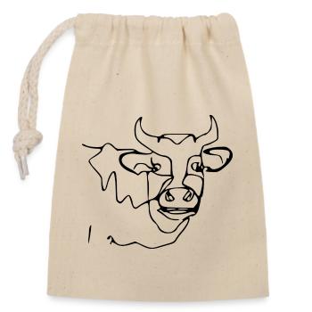 Une vache curieuse - Sac cadeau en coton avec cordon (14 x 20 cm) - nature - Devant