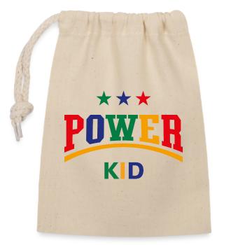 Power Kid (Child / Kiddie / Son / Daughter / 4C) - Closable cotton gift bag (14x20cm) - nature - Front