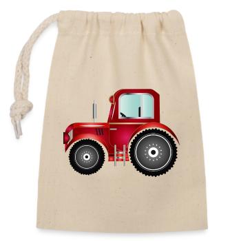 roter Traktor für Trecker und Bauernhof Fans - Verschließbarer Geschenkbeutel aus Baumwolle (14x20cm) - Natur - Vorne