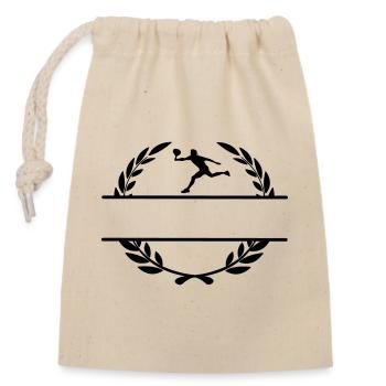 Tennisspieler im Lorbeerkranz-Monogramm - Verschließbarer Geschenkbeutel aus Baumwolle (14x20cm) - Natur - Vorne