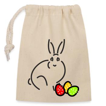 The Easter Bunny with colourful Easter eggs - Closable cotton gift bag (14x20cm) - nature - Front