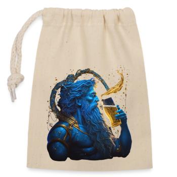 Mythology: Roman god Neptune drinks his beer - Closable cotton gift bag (14x20cm) - nature - Front