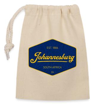 Johannesburg Vintage Sign Blau Gelb - Verschließbarer Geschenkbeutel aus Baumwolle (14x20cm) - Natur - Vorne