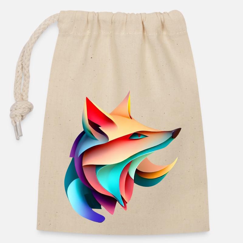 Fox Design Rayures élégantes Harmony - Sac cadeau en coton avec cordon (14 x 20 cm) - nature