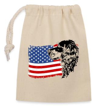 Gordon Setter Amérique Flag Dogs Wilsigns - Sac cadeau en coton avec cordon (14 x 20 cm) - nature - Devant