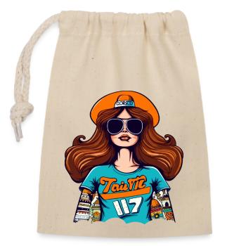 Marie Hippie - Closable cotton gift bag (14x20cm) - nature - Front