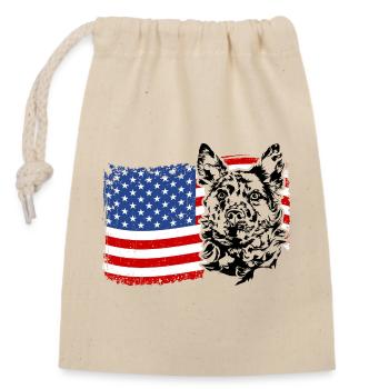 Hungarian Mudi America Flag Dogs Dog Wilsigns - Closable cotton gift bag (14x20cm) - nature - Front