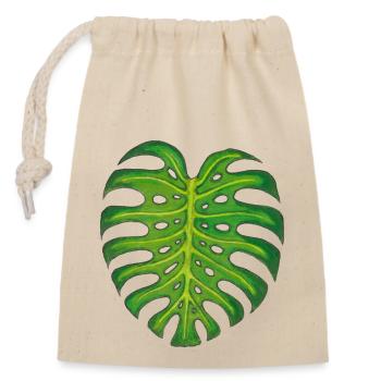 Monstera / Leaf - Closable cotton gift bag (14x20cm) - nature - Front