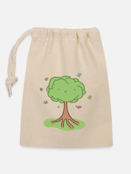 Cute tree - Closable cotton gift bag (14x20cm) - nature
