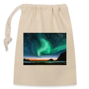 Aurores boréales - peinture à l’huile - Sac cadeau en coton avec cordon (14 x 20 cm) - nature - Devant