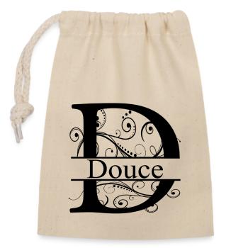 Monogram with the name Douce - Closable cotton gift bag (14x20cm) - nature - Front