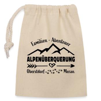 Alpenüberquerung Familie Abenteuer E5 - Verschließbarer Geschenkbeutel aus Baumwolle (14x20cm) - Natur - Vorne