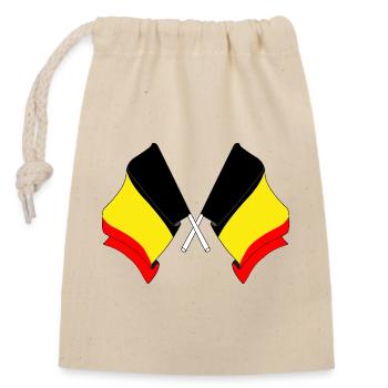 Two flags Belgium crossed - Closable cotton gift bag (14x20cm) - nature - Front