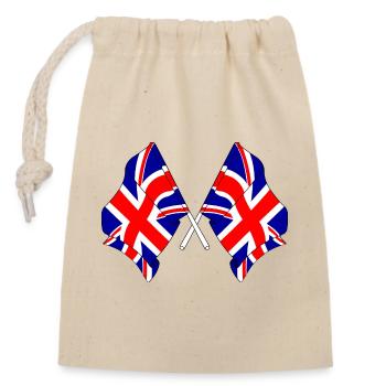Two flags Great Britain - Closable cotton gift bag (14x20cm) - nature - Front