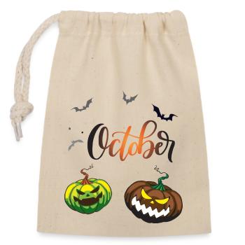 October, Pumpkin - Closable cotton gift bag (14x20cm) - nature - Front