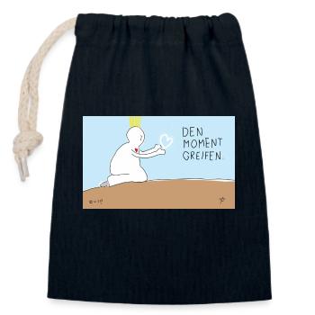 Den Moment greifen. - Verschließbarer Geschenkbeutel aus Baumwolle (14x20cm) - Navy - Vorne