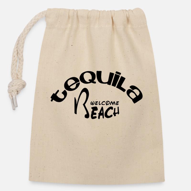 Plage de Tequila - Sac cadeau en coton avec cordon (14 x 20 cm) - nature