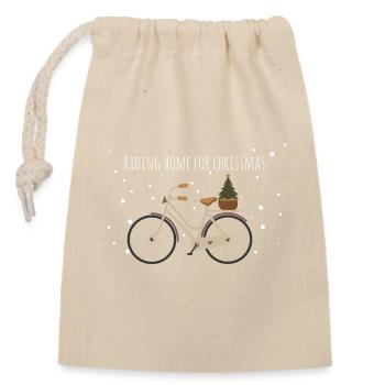 Riding Home for Christmas - Closable cotton gift bag (14x20cm) - nature - Front