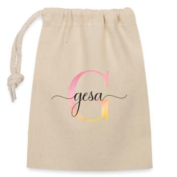 G| Monogram | Name | Gesa |Watercolor - Closable cotton gift bag (14x20cm) - nature - Front