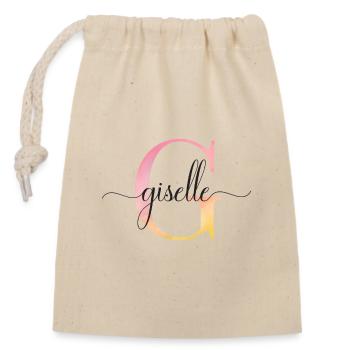 G| Monogram | Name | Giselle |Watercolor - Closable cotton gift bag (14x20cm) - nature - Front