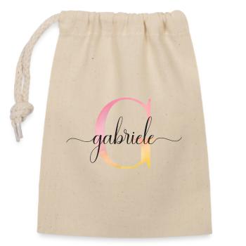 G| Monogram | Name | Gabriele |Watercolor - Closable cotton gift bag (14x20cm) - nature - Front