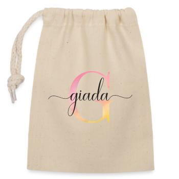 G| Monogram | Name | Giada |Watercolor - Closable cotton gift bag (14x20cm) - nature - Front