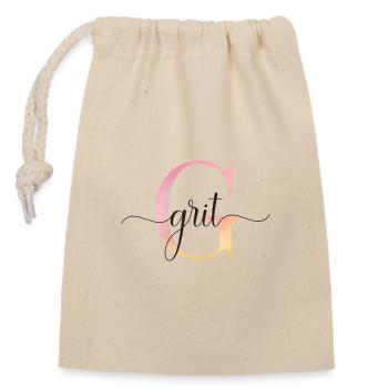G | Monogram | Name | Grit |Watercolor - Closable cotton gift bag (14x20cm) - nature - Front
