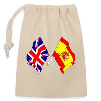 Flag of England and flag of Spain - Closable cotton gift bag (14x20cm) - nature - Front
