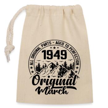 1949 March Original: 75 Years Anniversary Gift - Closable cotton gift bag (14x20cm) - nature - Front