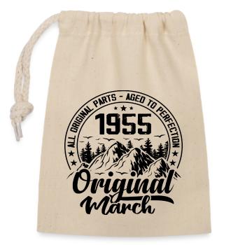 1955 March Original: 69 Years Anniversary Gift - Closable cotton gift bag (14x20cm) - nature - Front