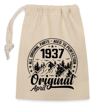 1937 April Original: 87 Years Anniversary Gift - Closable cotton gift bag (14x20cm) - nature - Front