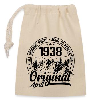 1938 April Original: 86 Years Anniversary Gift - Closable cotton gift bag (14x20cm) - nature - Front