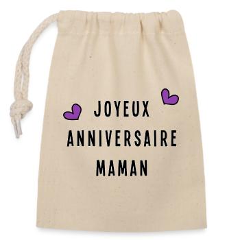 MAMAN. JOYEUX ANNIVERSAIRE - Sac cadeau en coton avec cordon (14 x 20 cm) - nature - Devant