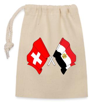 Flagge von Schweiz und Flagge Ägypten - Verschließbarer Geschenkbeutel aus Baumwolle (14x20cm) - Natur - Vorne