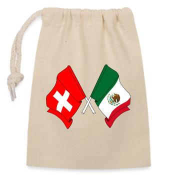 Flagge der Schweiz und Flagge Mexiko - Verschließbarer Geschenkbeutel aus Baumwolle (14x20cm) - Natur - Vorne
