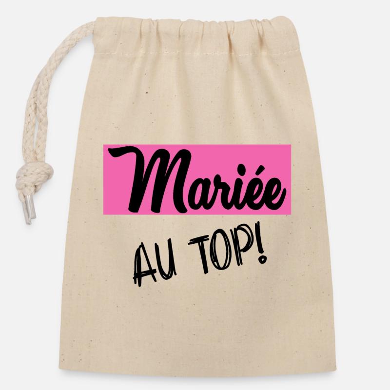 FUTURE MARIEE. EVJF. MARIEE. TEAM. TEAM MARIEE - Sac cadeau en coton avec cordon (14 x 20 cm) - nature