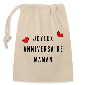 JOYEUX ANNIVERSAIRE MAMAN - Sac cadeau en coton avec cordon (14 x 20 cm) - nature - Devant
