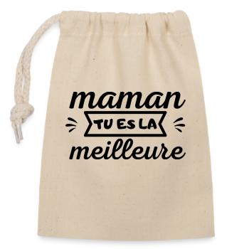 MOM YOU'RE THE BEST - Closable cotton gift bag (14x20cm) - nature - Front