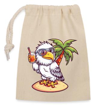 Eagle Summer Beach Vacation - Closable cotton gift bag (14x20cm) - nature - Front