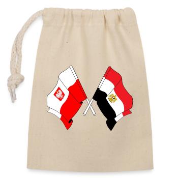 Flagge Polen, Flagge Ägypten - Verschließbarer Geschenkbeutel aus Baumwolle (14x20cm) - Natur - Vorne