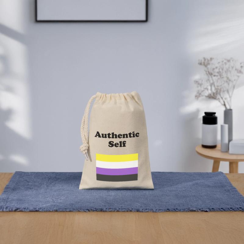 Non Binary Flag Authentic Self Closable cotton gift bag (14x20cm)