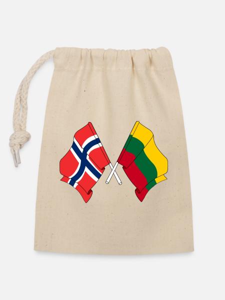 Flagge Norwegen, Flagge Litauen - Verschließbarer Geschenkbeutel aus Baumwolle (14x20cm) - Natur