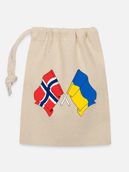 Flagge Norwegen, Flagge Ukraine - Verschließbarer Geschenkbeutel aus Baumwolle (14x20cm) - Natur