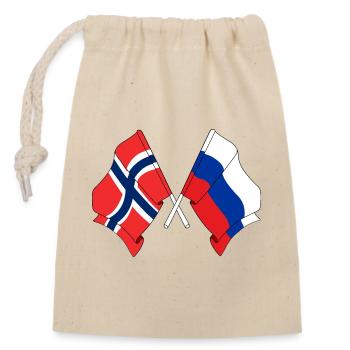 Flag Norway, flag Russia - Closable cotton gift bag (14x20cm) - nature - Front