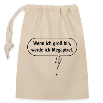 Wenn Ich Groß Bin, Werde Ich Megapixel. B Outline - Verschließbarer Geschenkbeutel aus Baumwolle (14x20cm) - Natur - Vorne