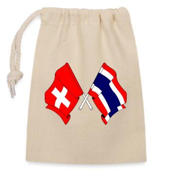 Flagge Schweiz Thailand - Verschließbarer Geschenkbeutel aus Baumwolle (14x20cm) - Natur - Vorne
